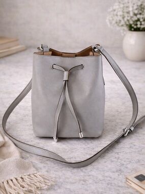 Ralph Lauren Gray Leather Bucket Bag structured shoulder bag